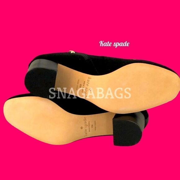 KATE SPADE NIB LIVERPOOL BLACK KID SUEDE ANKLE BOOTS SPARKLY EMBELLISHED SIZE 8M - Picture 11 of 13